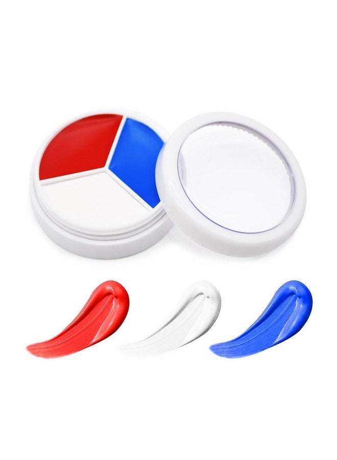Paezm Red White Blue Face Paint - 3 Colors 12G Usa American Flag Patriotic Stripe Fan Brush Stick, Face And Body Paint For 4Th Of July Independence Day, Halloween Cosplay Makeup, Sports Events Party Stuff - Image 1