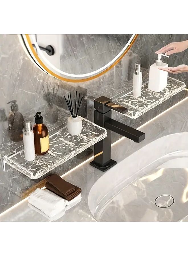 Acrylic Transparent Bathroom Shelf Organizer For Makeup And Skincare Punch Free Wall Mounted Expandable Storage Rack No Electricity Needed With Special Features For Bathroom Supplies - Image 2