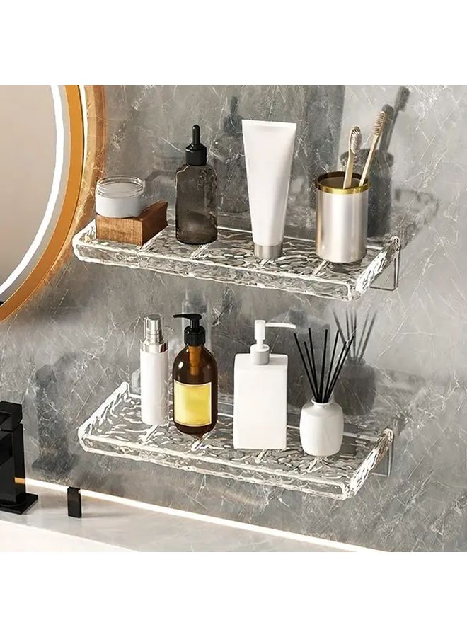 Acrylic Transparent Bathroom Shelf Organizer For Makeup And Skincare Punch Free Wall Mounted Expandable Storage Rack No Electricity Needed With Special Features For Bathroom Supplies - Image 3
