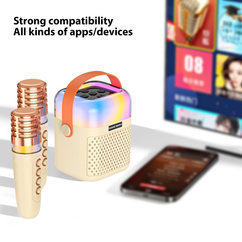 Karaoke Machine with 2 Wireless Microphones BT Microphone and Speaker KTV Set with RGB Light Effects 3D Surround Sound Rechargeable Handheld Mic Portable Karaoke System for Home Party Outdoor - Image 3