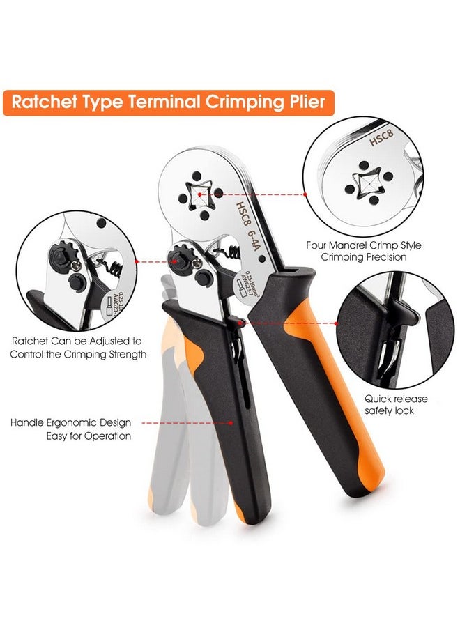 Wire Crimping Tool Kit with Wire Stripping Pliers, Ferrule Crimping Tool Kit, Self-Adjusting Square Wire Crimper Plier for AWG 23-7 with 1200PCS Assortment Ferrule Wire Copper Crimp Connector