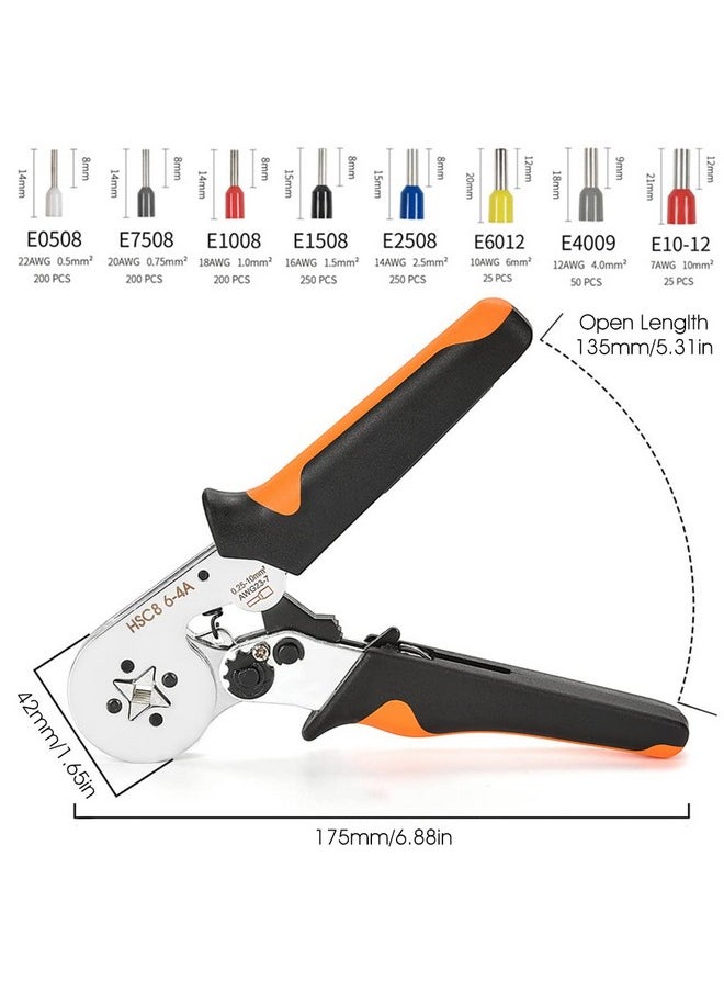 Wire Crimping Tool Kit with Wire Stripping Pliers, Ferrule Crimping Tool Kit, Self-Adjusting Square Wire Crimper Plier for AWG 23-7 with 1200PCS Assortment Ferrule Wire Copper Crimp Connector