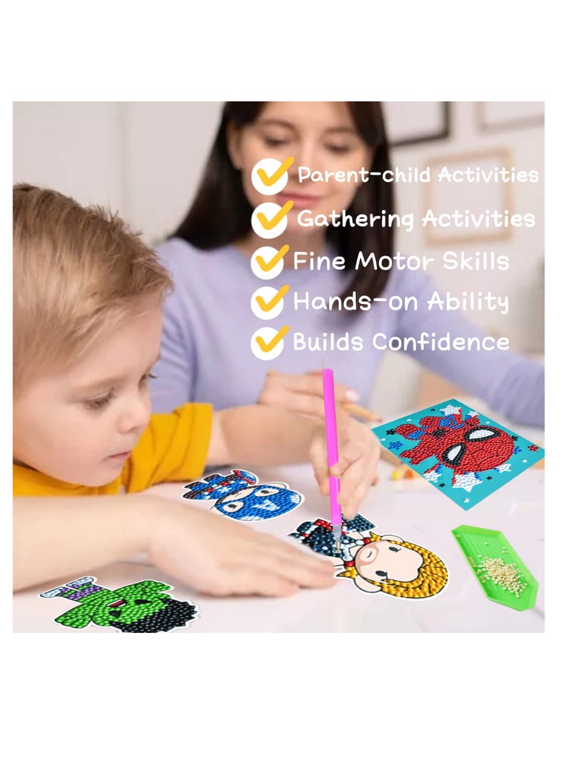 Excefore Diamond Painting Stickers Kits for Kids, Gem Art Kits, 5D Big Gem Diamond Painting, Diamond art for kids with dots, Superhero Gift for boy and girls Age 4-12  - Image 5