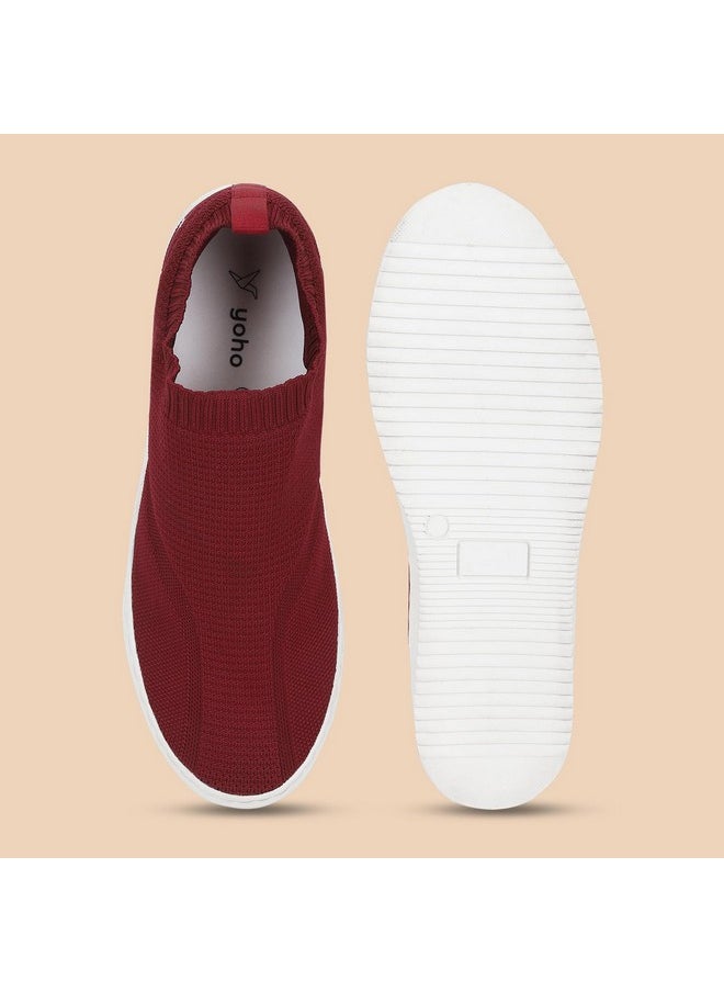 YOHO - YOHO FreeStep Spacious and Casual Slip on Shoes | Comfortable for Long Hours of Walking | Outperforms Memory Foam | Arch Support Insole | Maroon - UK 8 - Image 1