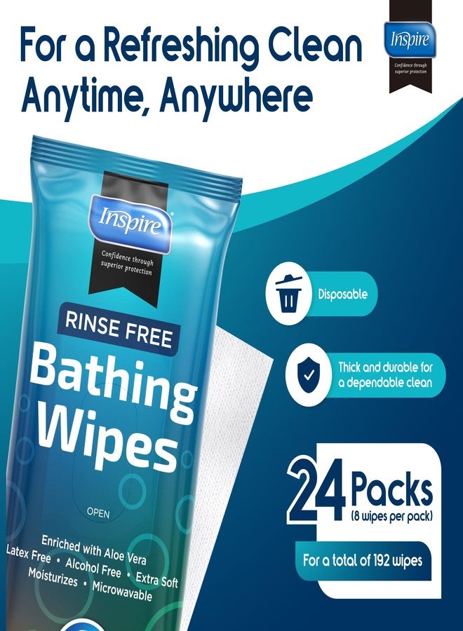 Inspire Body Wipes for adults bathing Rinse Free | Adult Wash Cloths Extra Large, Bathing Wipes for Incontinence, 8"x 8" In (192 count Bulk Pack) | By Inspire - Image 2