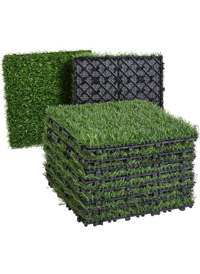 طعم المنزل بلاط عشب صناعي متشابك - سجادات عشب صناعية قابلة للتركيب السريع، مقاس 30×30 سم، آمنة للحيوانات الأليفة والأطفال، ذاتية التصريف، عشب صناعي واقعي للفناء والشرفة والاستخدام الداخلي والخارجي. - Image 1