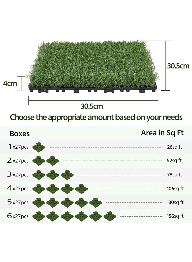 طعم المنزل بلاط عشب صناعي متشابك - سجادات عشب صناعية قابلة للتركيب السريع، مقاس 30×30 سم، آمنة للحيوانات الأليفة والأطفال، ذاتية التصريف، عشب صناعي واقعي للفناء والشرفة والاستخدام الداخلي والخارجي. - Image 2