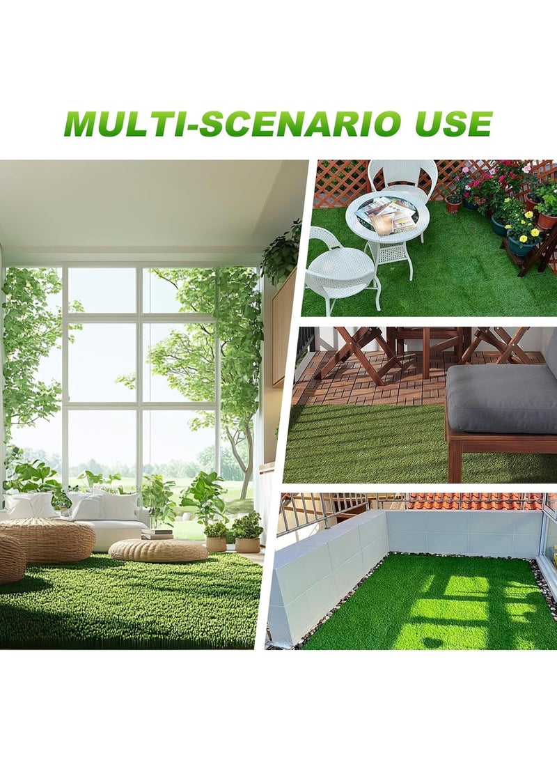طعم المنزل بلاط عشب صناعي متشابك - سجادات عشب صناعية قابلة للتركيب السريع، مقاس 30×30 سم، آمنة للحيوانات الأليفة والأطفال، ذاتية التصريف، عشب صناعي واقعي للفناء والشرفة والاستخدام الداخلي والخارجي. - Image 5