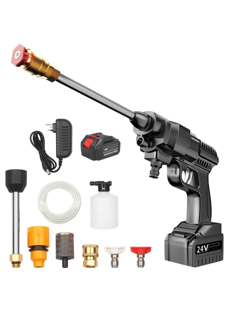 24V Cordless Portable Washer Electric High Pressure Cleaner Machine 200W 30Bar Lithium Handheld Car Cleaning Device With Foam Generator Nozzle Water Pump - Image 1