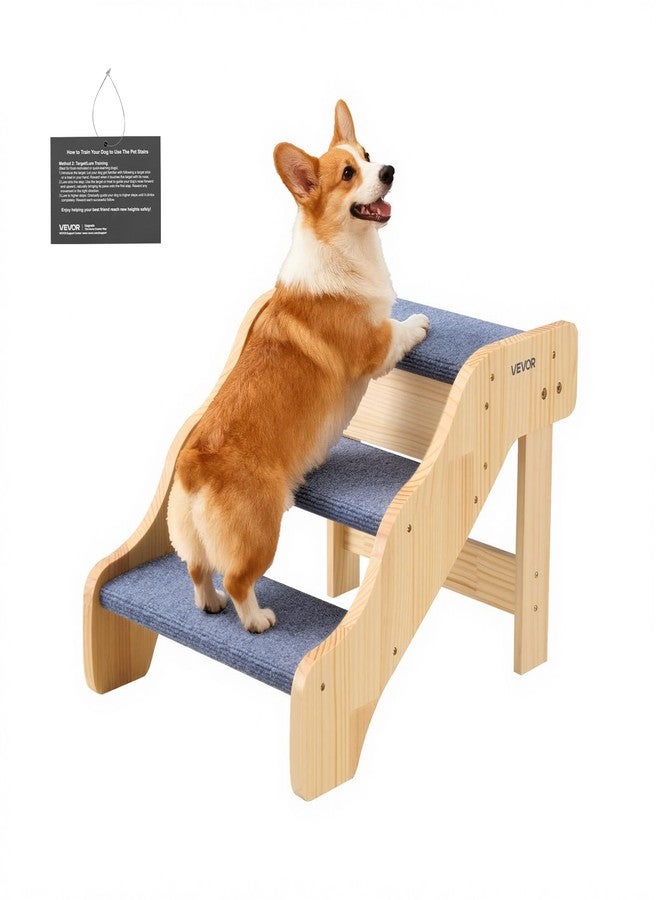 VEVOR Wood Pet Stairs, 3-Step Dog Stairs for High Beds, Sofa & Cars, 150lbs Load Capacity, Non-Slip Surface, Stable Cat & Dog Step Ladder for Small Medium Large Older Pet Puppy Essentials - Image 1