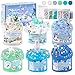 LAWOHO 6 Packs Snow Slime Kit Butter Clear Water Cloud Slimes Fluffy Slime Making Kit for Kids with Cute Charms Addins Blue Kids Slimes Kits for Girls Boys Birthday Christmas Easter Gifts - Image 2