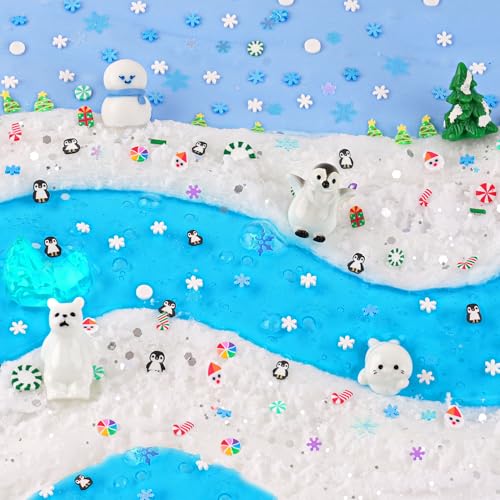 LAWOHO 6 Packs Snow Slime Kit Butter Clear Water Cloud Slimes Fluffy Slime Making Kit for Kids with Cute Charms Addins Blue Kids Slimes Kits for Girls Boys Birthday Christmas Easter Gifts - Image 5