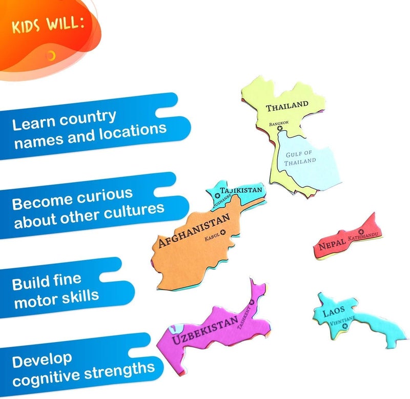 GeoToys GeoPuzzle Asia - 50 Piece Geography Jigsaw Puzzle for Kids Ages 4-9 - Image 5