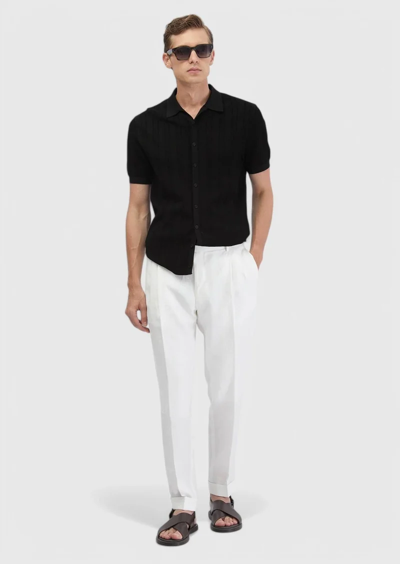 Ramsey Black Polo Neck Jacquard Cardigan