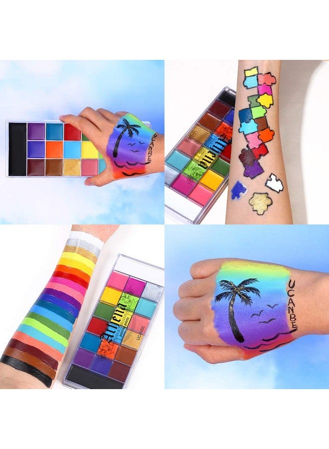 يوكانبي زيت طلاء الجسم للوجه أثينا 20 لونًا - مقلاة كبيرة باللونين الأبيض والأسود، لوحة مكياج Sfx احترافية غير سامة، لوحة رسم الوجه لا تسبب الحساسية للفنون والمسرح والهالوين والحفلات والحفلات التنكرية - Image 3