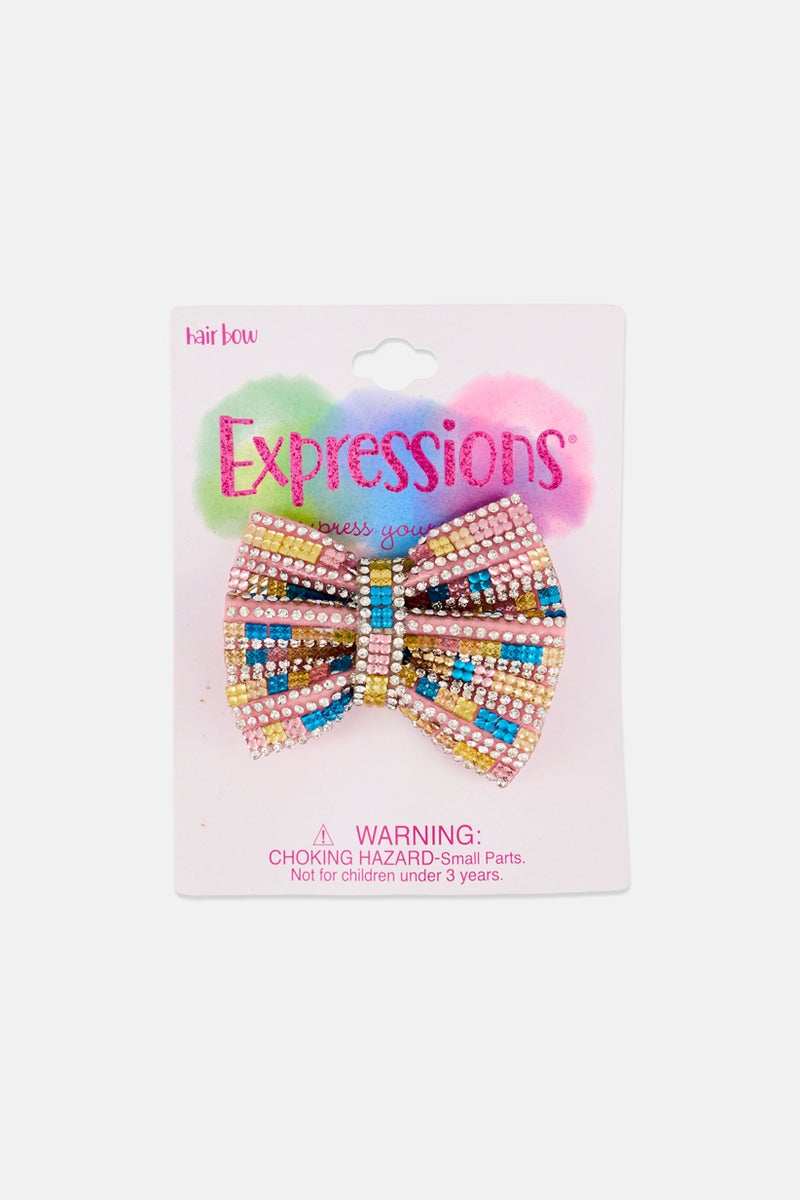 Expressions Kids Girl 1 Piece Bedazzled Hair Bow, Multicolor - Image 1