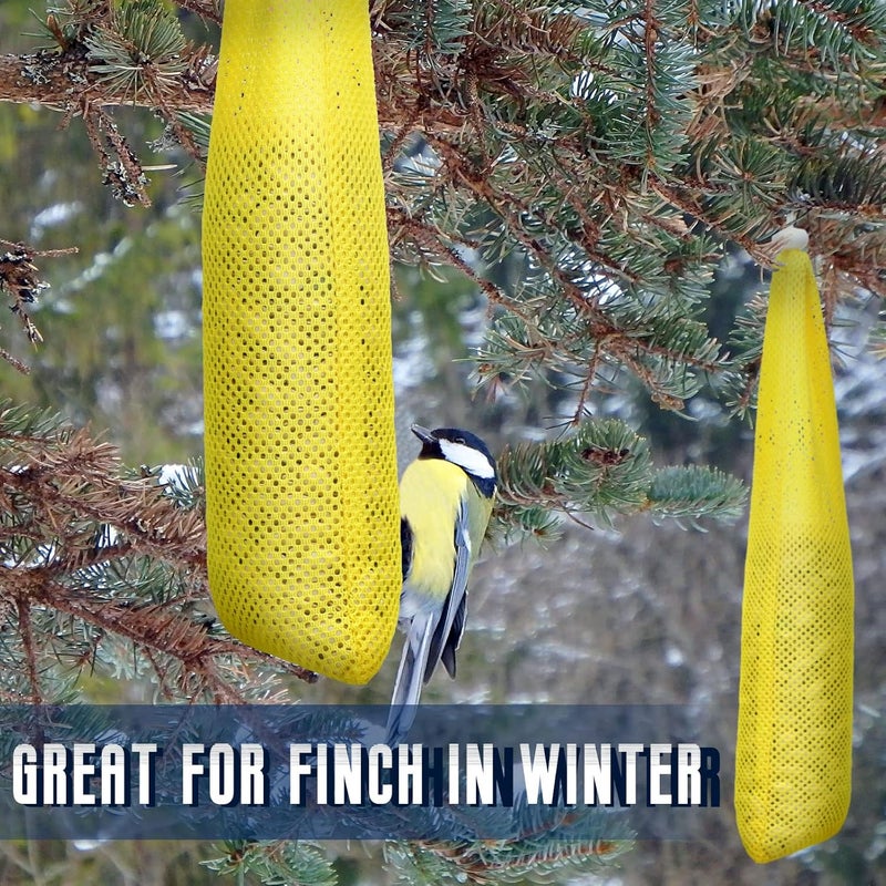 Shappy 6 Pieces Finch Sock Feeder Finch Feeders Without Seeds for Outdoors Hanging Thistle Bird Feeder for Finch Thistle Seed Bird (Yellow, 3.94 x 15.5 Inch, 3.54 x 12.5 Inch, 4.75 x 9 Inch) - Image 4
