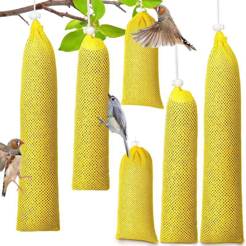 Shappy 6 Pieces Finch Sock Feeder Finch Feeders Without Seeds for Outdoors Hanging Thistle Bird Feeder for Finch Thistle Seed Bird (Yellow, 3.94 x 15.5 Inch, 3.54 x 12.5 Inch, 4.75 x 9 Inch) - Image 1