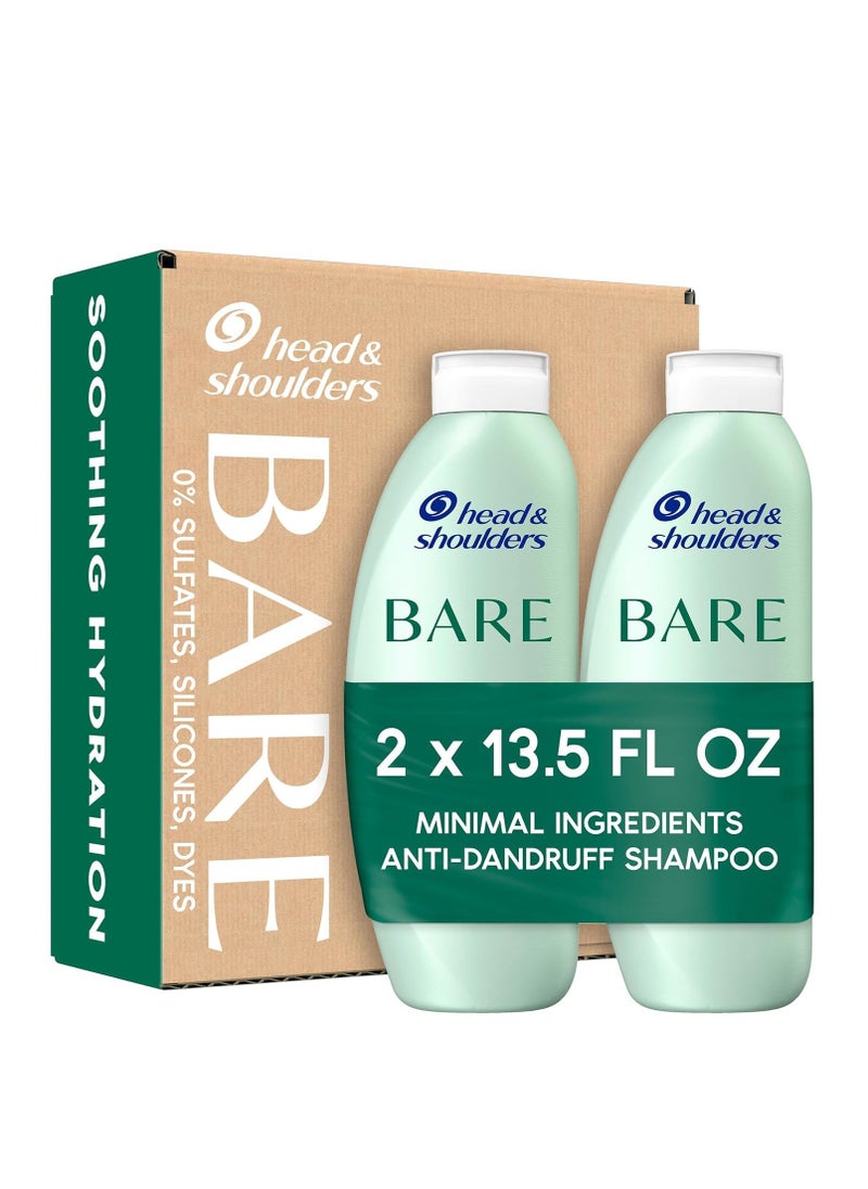 Head & Shoulders - Head & Shoulders BARE Dandruff Shampoo Twin Pack, Sulfate-Free, Silicion-Free, Dye-Free, Eco-Friendly Bottles, Safe for All Hair Types, 13.5 Fl Oz Each (Set of 2) - Image 1