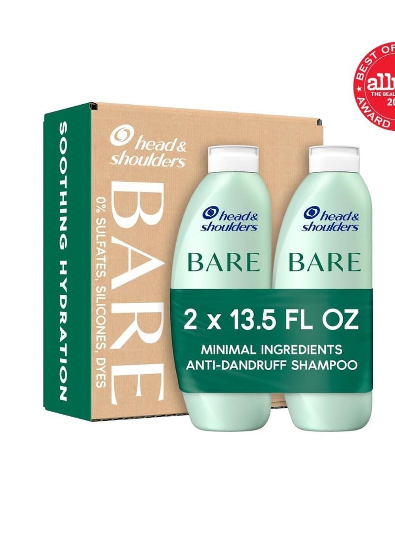 Head & Shoulders - Head & Shoulders BARE Dandruff Shampoo Twin Pack, Sulfate-Free, Silicion-Free, Dye-Free, Eco-Friendly Bottles, Safe for All Hair Types, 13.5 Fl Oz Each (Set of 2) - Image 1