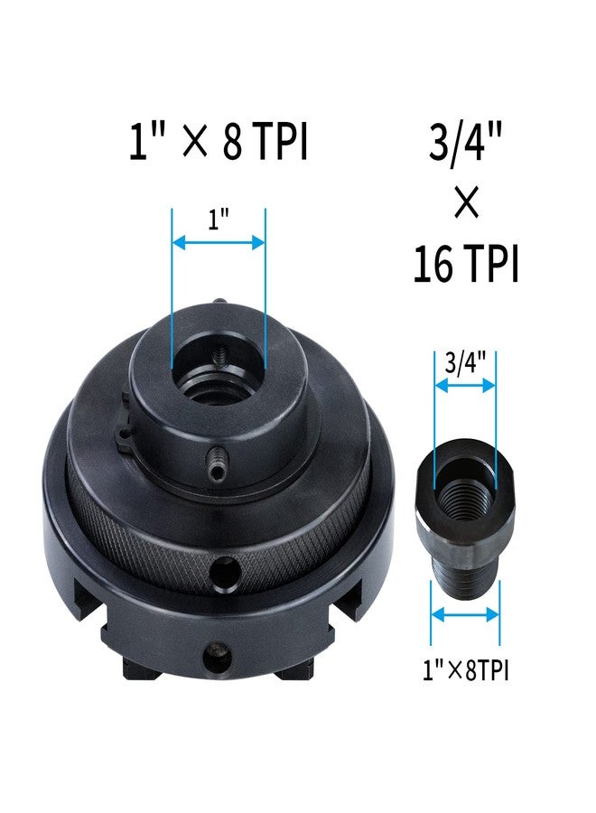 DEEFIINE 4 Inch Wood Lathe Chuck Set 1" x 8 tpi & 3/4"x16TPI Adapter, Self Centering 4 Jaw Wood Turning Chuck - Image 3
