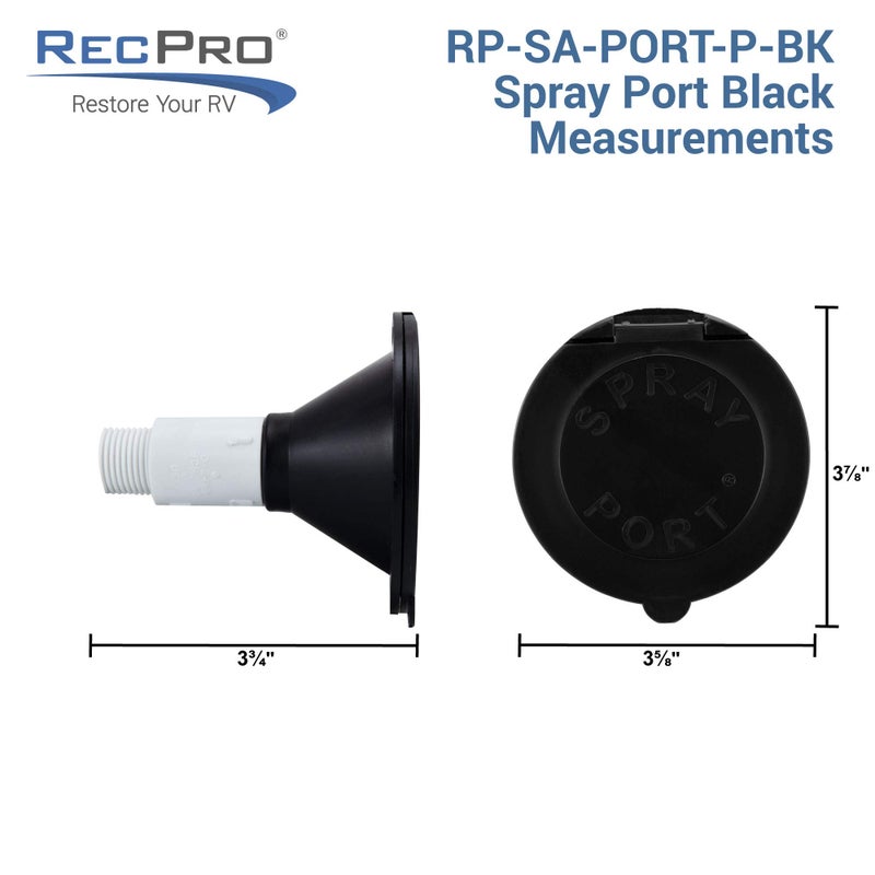 RecPro RV Exterior Spray Port Hook-Up Connector | Optional Hose with Sprayer or Quick Connector | RV Exterior Shower Port (Black, Port Only) - Image 5