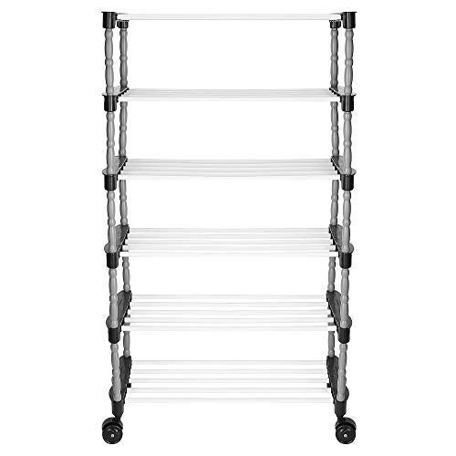 FLIPZON Multipurpose 5 Shelves/Layer Shoe Rack Organizer with Wheels and Dustproof Cover | Portable Smart Storage Rack Organizer with Zip Cover Easy to Move (Metal & Plastic, Multicolour) - Image 3
