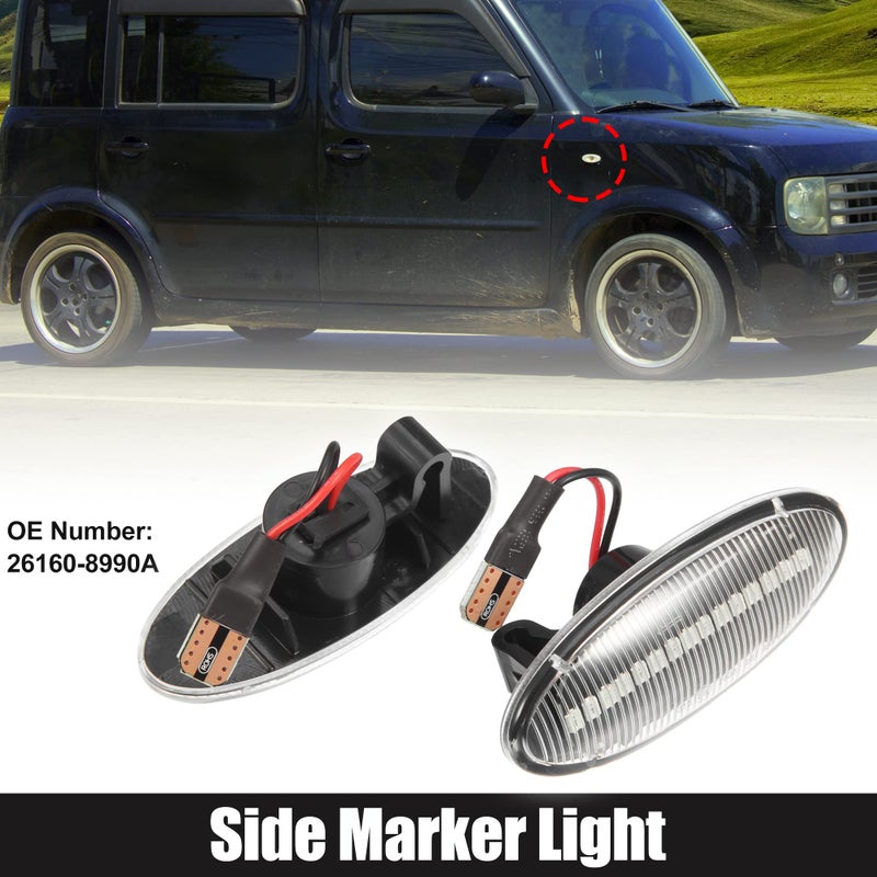 X AUTOHAUX X AUTOHAUX 1 Pair Car Markers Accessories Side Marker Lights Turn Signal Light Assembly 26160-8990A for Nissan Cube 2009-2014 Clear Lens - Image 2