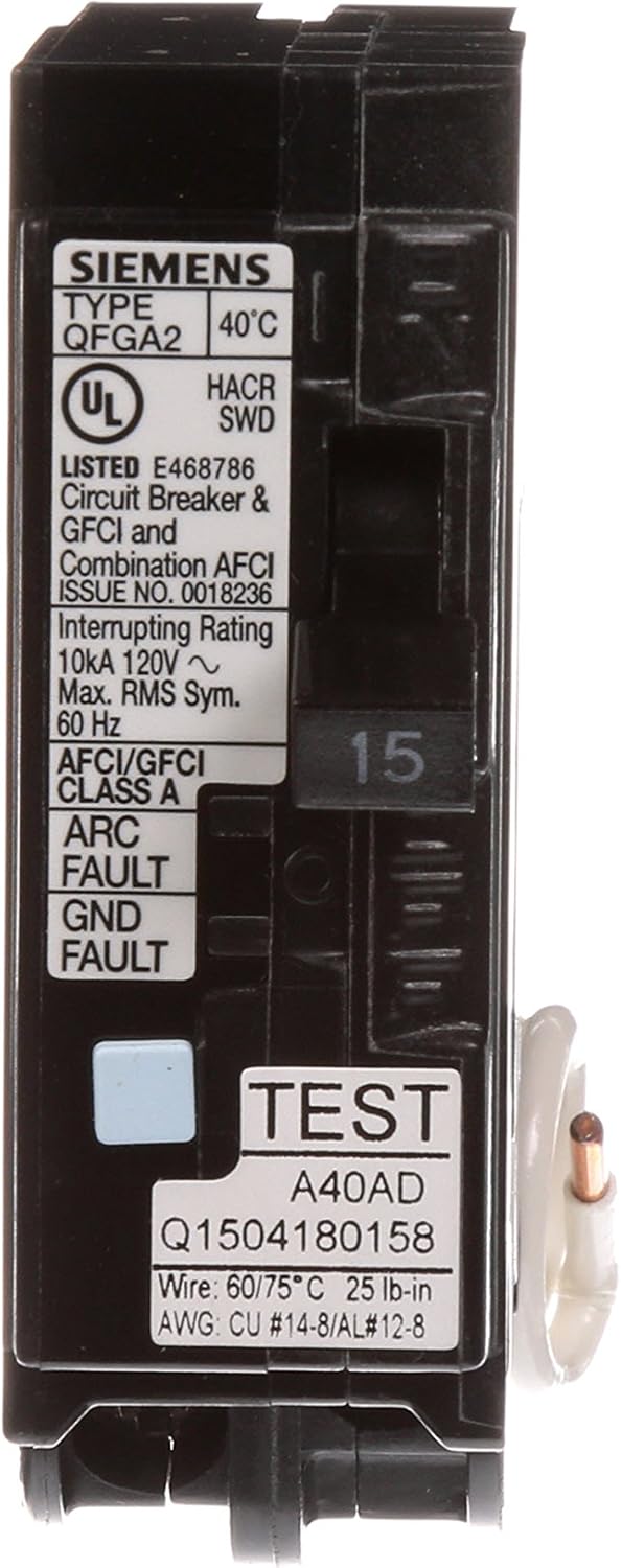 SIEMENS Siemens Q115DF 15Amp AfciGfci Dual Function Circuit Breaker Plug on Load Center Style  - Image 2