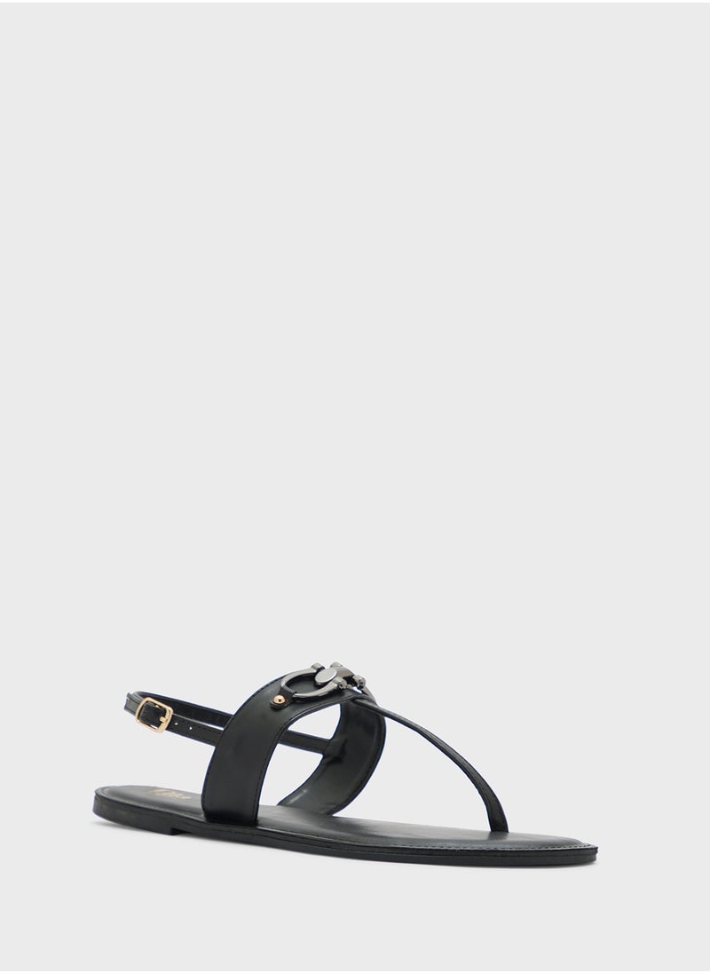 ELLA Horse Bit Trim Backstrap Detail Flat Sandal  - Image 2