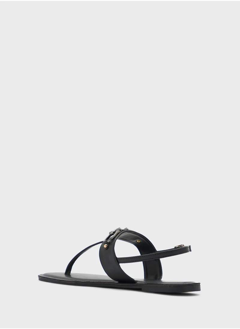 ELLA Horse Bit Trim Backstrap Detail Flat Sandal