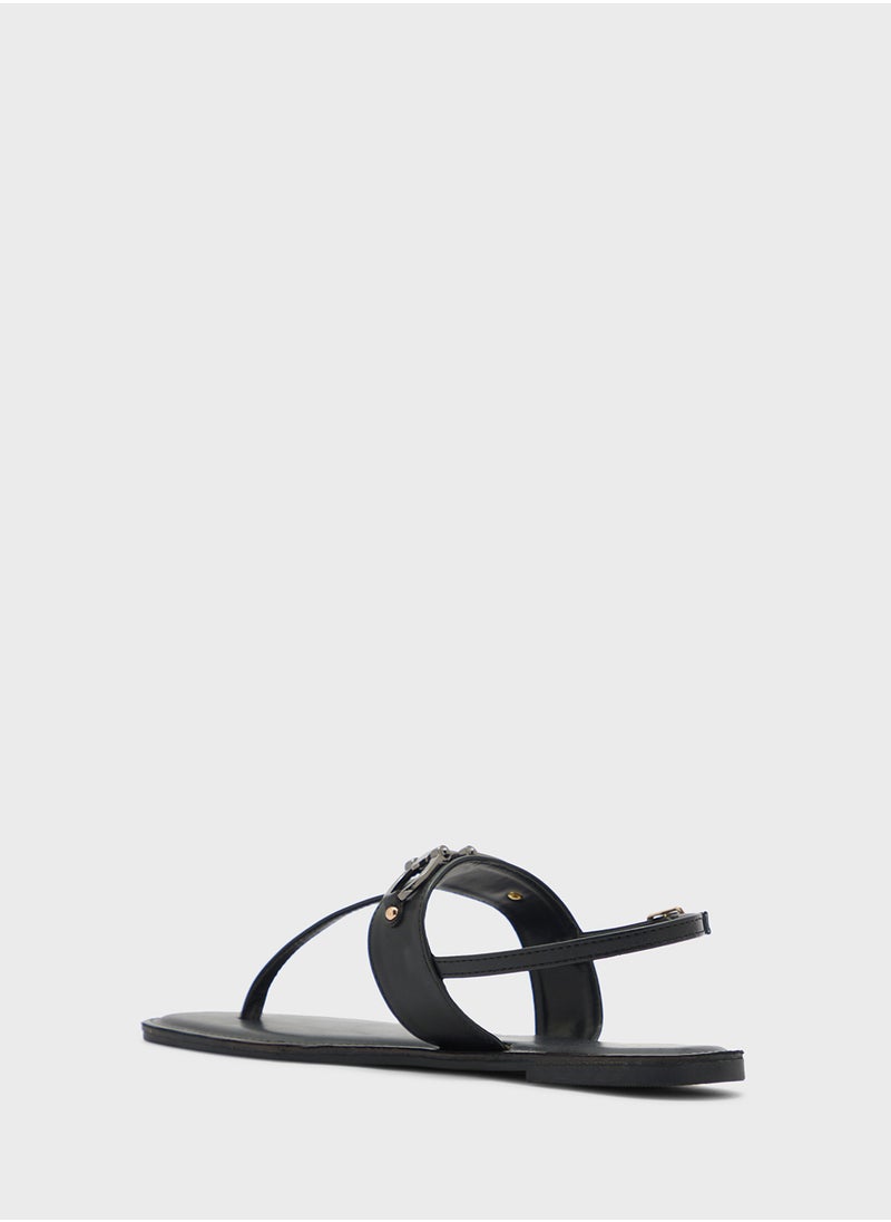 ELLA Horse Bit Trim Backstrap Detail Flat Sandal  - Image 3