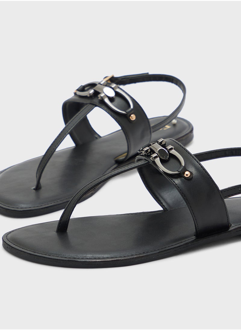 ELLA Horse Bit Trim Backstrap Detail Flat Sandal  - Image 4