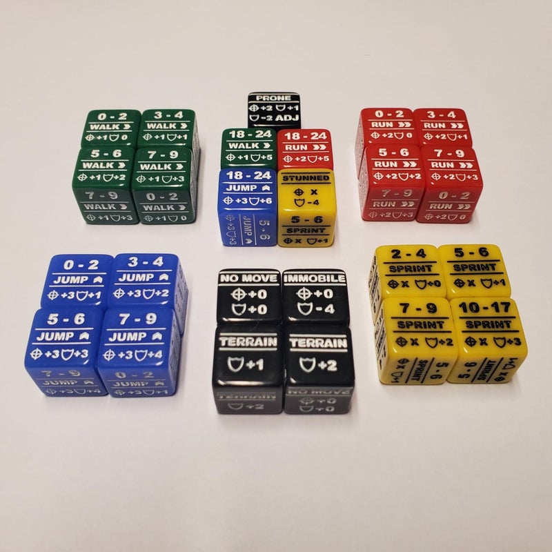Rook Robot Battletech Alpha Strike Movement Special Stat Modifier 25 Dice Bundle Color Coded Walk Run Jump Sprint and Special Modifier Dice - Image 3