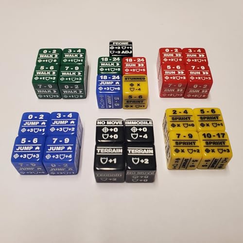 Rook Robot Battletech Alpha Strike Movement Special Stat Modifier 25 Dice Bundle Color Coded Walk Run Jump Sprint and Special Modifier Dice - Image 1