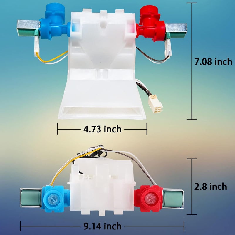 AUGSMIAR W10144820 Washer Water Inlet Valve Washing Machine Replacement Part Replace WPW10144820, WPW10144820VP, W10311458, AP4371093, AP6015761, EAP11749042, PS11749042, W10140914, W10140911, 1480998, etc - Image 2