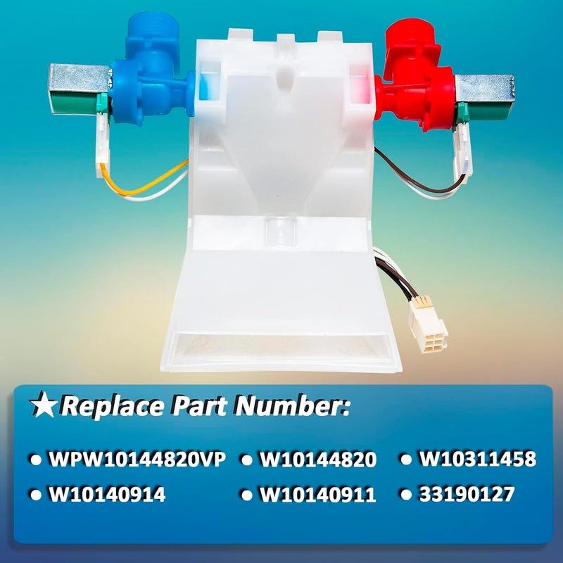 AUGSMIAR W10144820 Washer Water Inlet Valve Washing Machine Replacement Part Replace WPW10144820, WPW10144820VP, W10311458, AP4371093, AP6015761, EAP11749042, PS11749042, W10140914, W10140911, 1480998, etc - Image 4