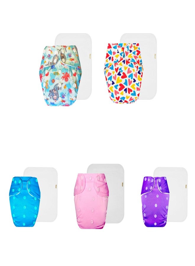 Dumbledo Premium Cloth Diaper with Cotton Insert (Pack of 5) | Soft & Gentle | Breathable | Quick Dry | Trusted by Moms | 3 Months - 3 Years | Unisex Baby - Image 1