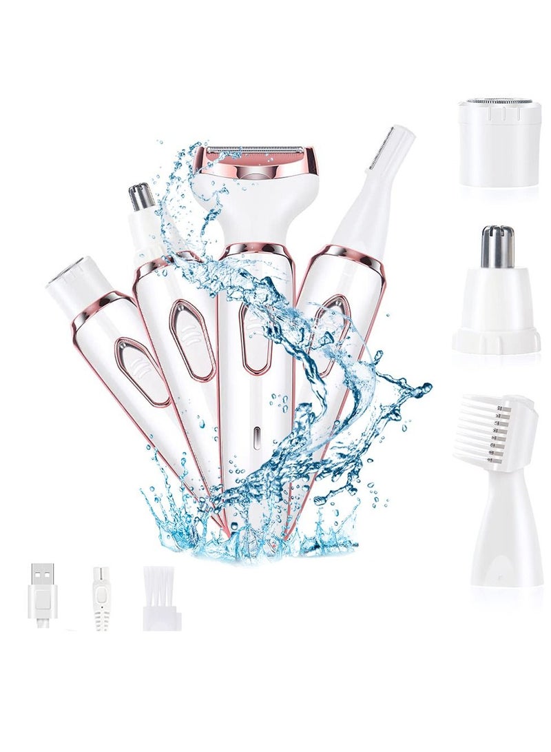 Y&D Lady Electric Shaver, Cordless 4 in 1 Shaver for Women, Rechargeable Painless Razor, Bikini Trimmer Wet and Dry Hair Removal, Face Legs Underarm Nose Eyebrow - Image 1