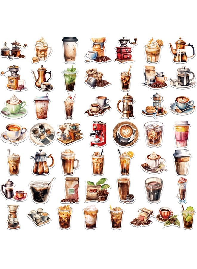 ملصقات القهوة تحت عنوان ، 50pcs عشاق القهوة شرب القهوة ملصقات القهوة هدية ماء الجليد ملصقات القهوة ، القهوة الطرف الخصم ، اكسسوارات القهوة الكمبيوتر المحمول ملصقات زجاجة ماء - Image 2