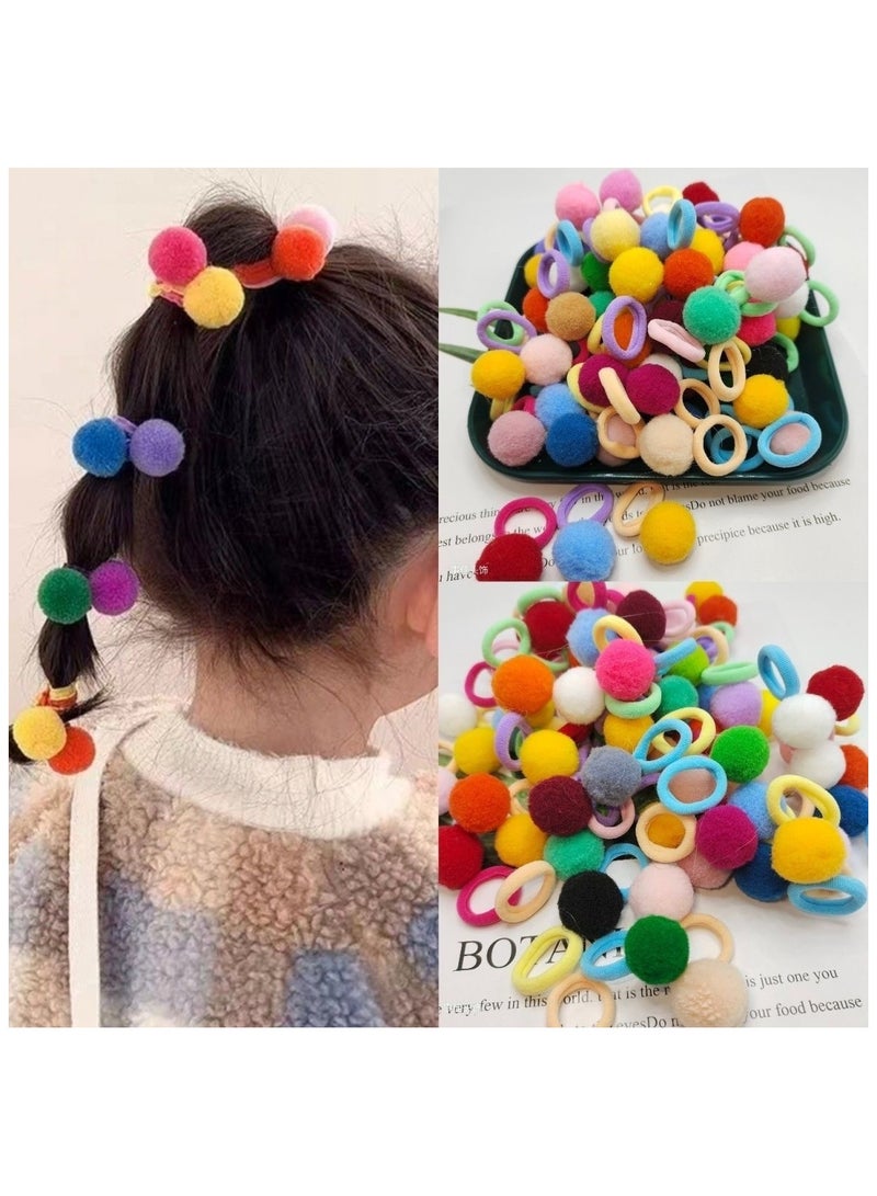 100-Piece Cotton Colorful Hair Ties, Seamless Elastic Hair Bands Ponytail Holders for Kids Infants Toddlers Small No Damage Hair Ties - Image 1