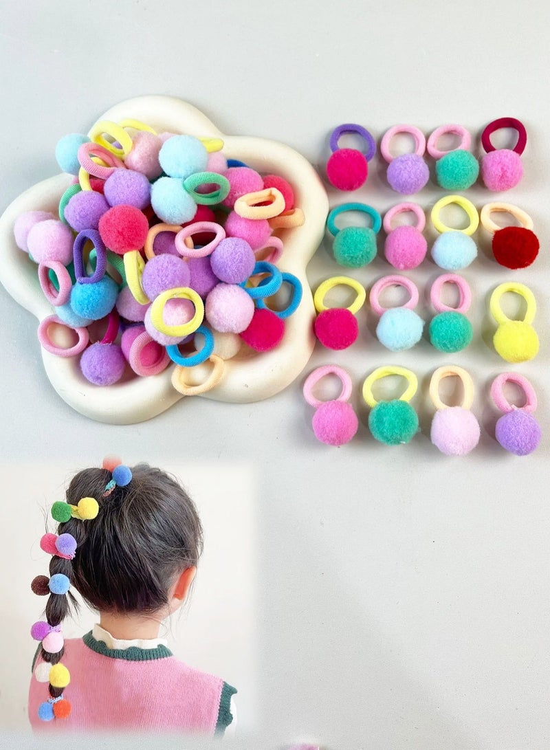 100-Piece Cotton Colorful Hair Ties, Seamless Elastic Hair Bands Ponytail Holders for Kids Infants Toddlers Small No Damage Hair Ties - Image 3