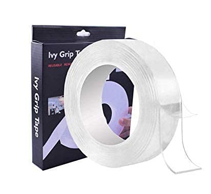 Rulaksh Mart White Polyester Ivy Grip Tape High Strength Double Side Tissue TapeClear  - Image 1