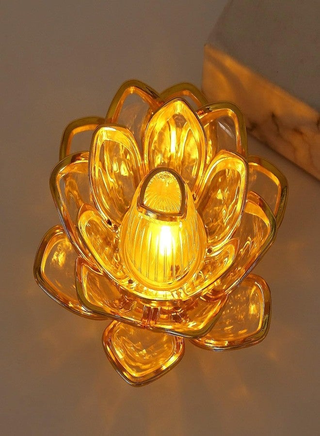 EONWISE Lotus Shape Smokeless & Flameless LED Tealight Acrylic Decorative Tea Light Candles for Diwali, Home Décor, Gifting, Birthday, Christmas, Festival Decoration (Lotus Light Candles, Pack of 12) - Image 1