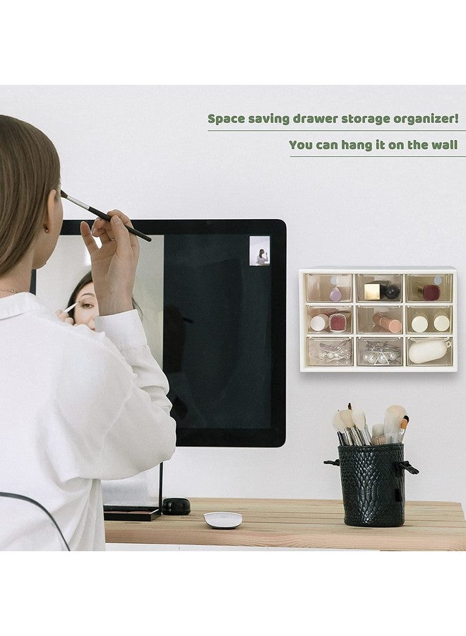 ENTRAXA صندوق تخزين المجوهرات المستطيل متعدد الأغراض من إنتركس، 9 أدراج (18.4 × 12 × 10 سم، متوسط، شفاف) - Image 4