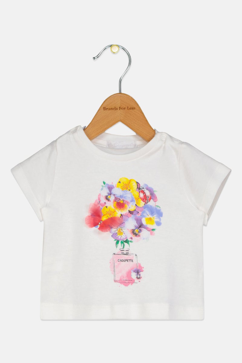 Choupette Toddlers Girl Graphic Print Short Sleeve Top, White - Image 1