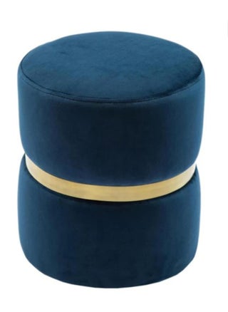 Generic Dark blue pouf chair with elegant gold base - Modern design that is versatile as an extra chair, side table, or decorative piece - Suitable for bedrooms and living rooms - Lightweight and easy to transport - Perfect for all decor styles - pzsku/ZA7B92565A84571DCE7A8Z/45/1746272044/5bf66127-59c1-4a43-9c94-e62bec3cb299