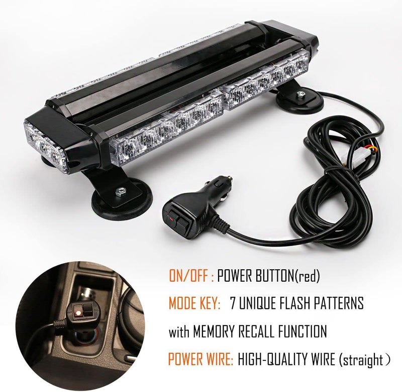 LE-JX Amber 30 LEDs Safety Strobe Light Bar - Image 3