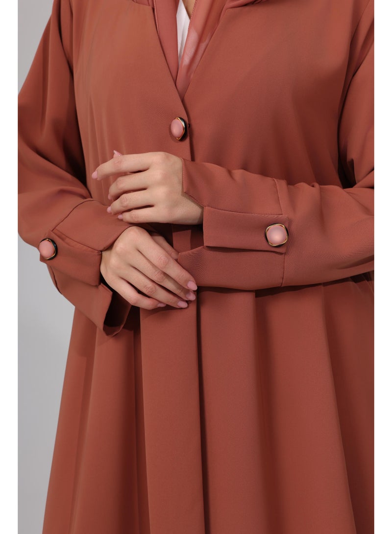 IKKXA Blazer Design Buttoned Sleeves Abaya ABY1112 - Image 2