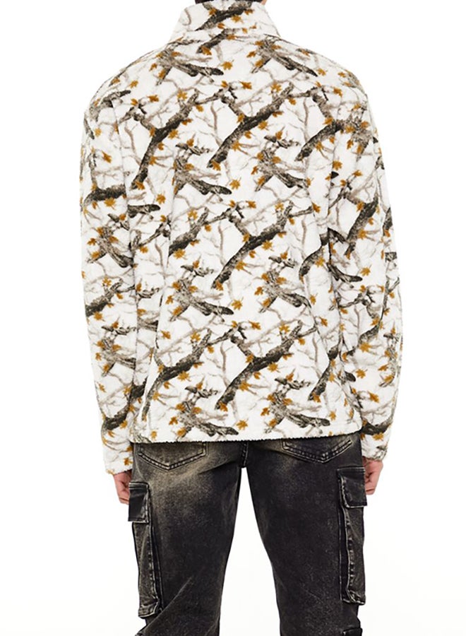 FOREVER 21 Fuzzy Woodland Print Zip-Up Jacket  - Image 3